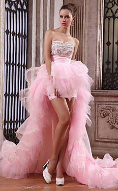 Ball Gown Sweetheart Asymmetrical Organza Over Taffeta Luxurious Dresses