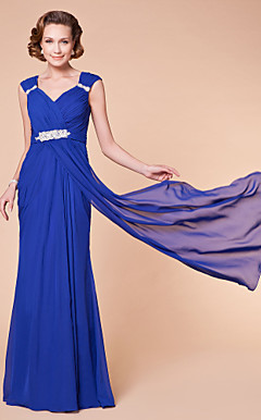 Sheath/Column V-neck Floor-length Chiffon Mother Of The Bride Dress