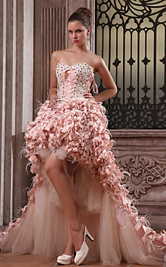 Ball Gown Sweetheart Asymmetrical Taffeta And Satin Luxurious Dresses