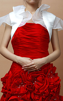 Short Sleeves Satin Special Occasion Jacket/ Wedding Wrap With Flowers (More Colors)