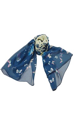 Elegant Tulle With Butterfly Print Special Occasion Scarf