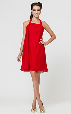Sheath/Column Halter Short/Mini Chiffon Bridesmaid Dress