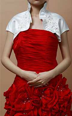 Soirée élégant satin / dentelle femme manches courtes / Mariage veste / enveloppe avec des fleurs (plus de couleurs)