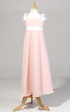 Sleeveless Chiffon Wedding/Party Flower Girl Dress With Bow