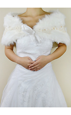Nice Faux Fur Evening/Wedding Shawl With Embroidery