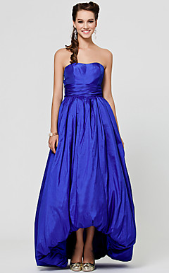A-line Strapless Asymmetrical Taffeta Bridesmaid Dress With Bow