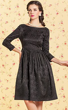 ts vintage jacquard bateau nek backless swing jurk