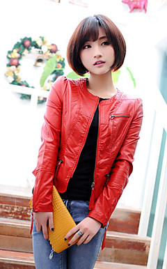 Met lange mouwen kraag PU Casual / Office Jacket (meer kleuren)
