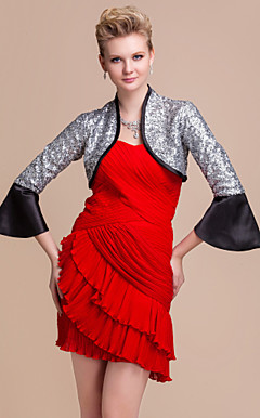 elegante in raso manica lunga con paillettes matrimonio / giacca occasione speciale / involucro