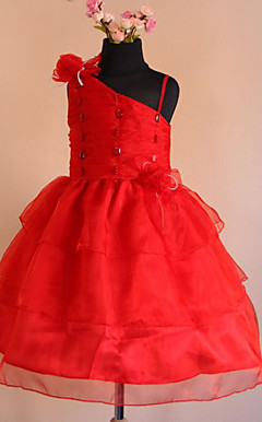 Lovely One Shoulder Satin/Tulle Wedding/Evening Flower Girl Dress