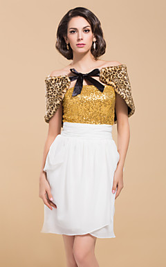 Fabulous Faux Fur With Animal Print Special Occasion Shawl