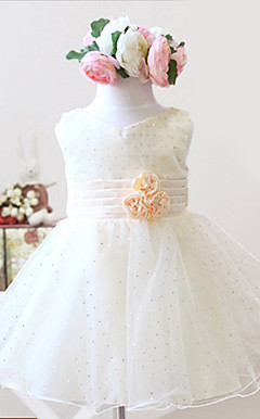 Elegant Sleeveless Satin/Tulle Wedding/Evening Flower Girl Dress