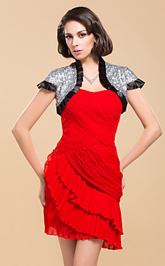 Elegant Short Sleeves Satin With Sequins Wedding / Special Occasion Jacket / Wrap