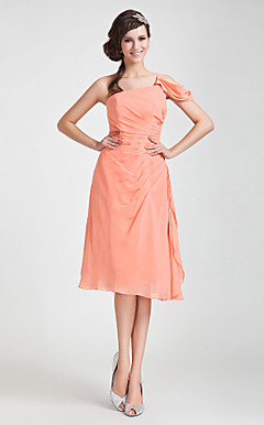 A-line One Shoulder Knee-length Chiffon Bridesmaid Dress
