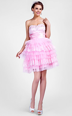 balón vestido de novia de tul vestido de cóctel corto / mini