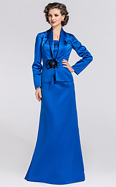 Trumpet/Mermaid Straps Floor-length Satin Mother of the Bride Dress With A wrap