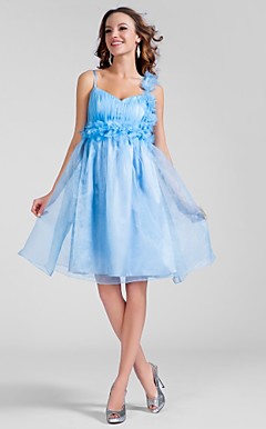 A-line V-neck Knee-length Organza Cocktail Dress