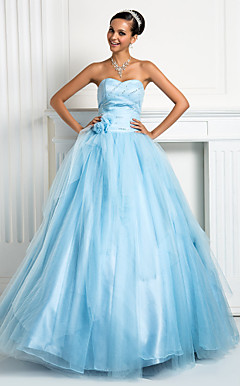 vestido de baile querida assoalho-comprimento de tule vestido de noite