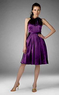 Sheath/ Column Jewel Knee-length Stretch Satin Bridesmaid/ Wedding Party/ Homecoming Dress