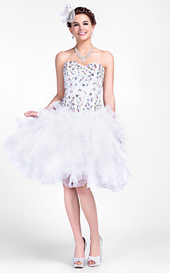 Ball Gown Sweetheart Short/Mini Taffeta And Organza Cocktail Dress