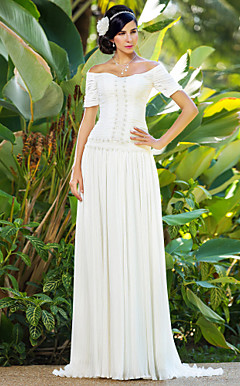 Mantel / Spalte Liebsten Gericht Zug Chiffon Spitze Brautkleid