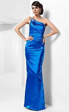 Trumpet/Mermaid One Shoulder Floor-length Stretch Satin Evening Dress