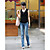  3seasons inicialização lavagem do vintage cortar jeans stretch