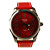  elegante decoração clássica mostradores pu pulseira de couro mulheres assistem homens - vermelho