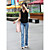  3seasons inicialização lavagem do vintage cortar jeans stretch