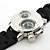  Orologio Gemini,doppio movimento PC, quadrante argento e nero, cinturino in silicone