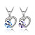  cristal brille et alliage de platine plaquée amour collier pendentif en forme de coeur