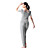  Yoga&Aerobics Woman Sports Wear Yoga Suit (Gray)