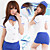  Sexy Angel Blue And White Polyester Stewardess Uniform (4 Pieces)