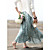  bohemio falda estampada de flores swing largo total