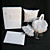  Elegant Wedding Collection Set In White Satin (Photo Album,Ring Pillow,Flower Basket,Guest Book,Garter)