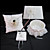 Lovely Bear Couple Design Wedding Collection Set In White Satin With Sequin (4 Pieces)