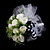  fleur satin élégant avec du tulle forme ronde bouquet de mariage