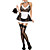 Black Sexy Sheer Chamber French Maid  Halloween Costume(3 Pieces)