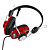  Oval Black and Red Headphones with Microphone