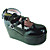  Black PU Leather Flower 9cm Wedge Sweet Lolita Shoes