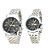  Pair of Casual Alloy Analog Quartz Couple Watches with Black Face (Silver)