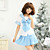  Cute Girl Pink&Purple&Green&Blue Polyester School Uniform with Bow(4 Colors) (3 Pieces)