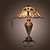  FOUNTAINBLEAU - Lampada da tavolo stile tiffany motivo floreale con 2 lampadine
