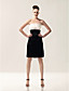  Sheath/ Column Strapless Knee-length Organza And Stretch Satin Cocktail Dress