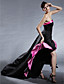  Column Strapless Asymmetrical Satin Taffeta Evening/ Prom/ Homecoming Dress (HSX329)