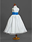  A-line Scoop Tea-length Organza Flower Girl Dress