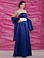  A-line Strapless Floor-length Satin Mother of the Bride Dress With A Wrap