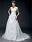  A-line One Shoulder Court Train Organza Wedding Dress