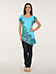  Orlo obliquo stampato maniche corte scollo tondo t-shirt / t-shirt donna (ff-8502bd002-0736)