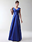  A-line Princess V-neck Floor-length Stretch Satin Bridesmaid/Wedding Party Dress